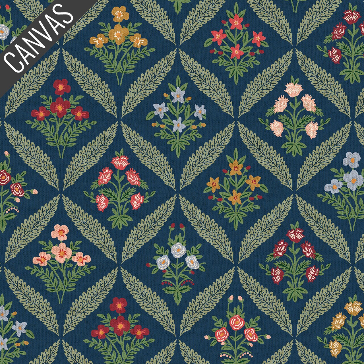 Estee Garden Canvas in Navy Multi (rp1602-nm4c) | Dahlia | Rifle Paper Co | Cotton+Steel